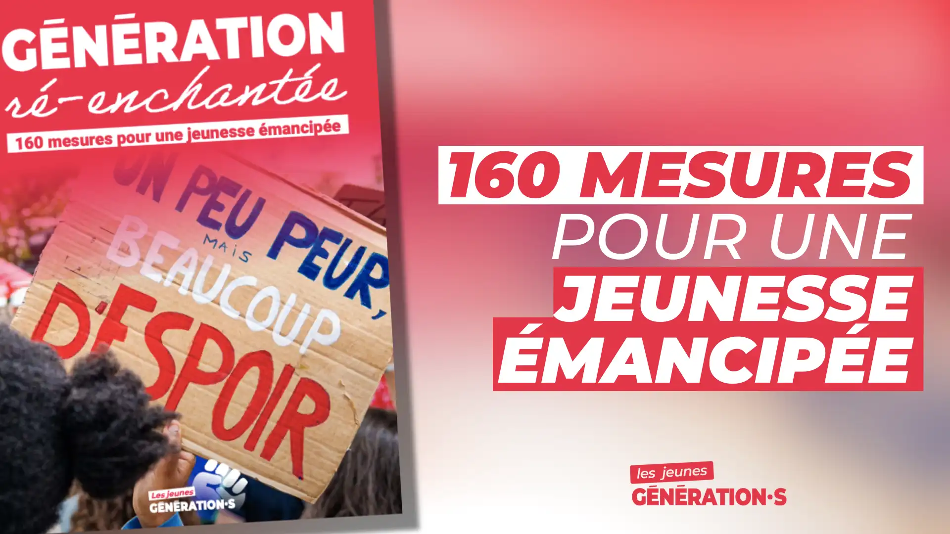Visuel “Génération réenchantée” : Les Jeunes Génération·s publient un manifeste de 160 mesures en faveur de l’émancipation de la jeunesse